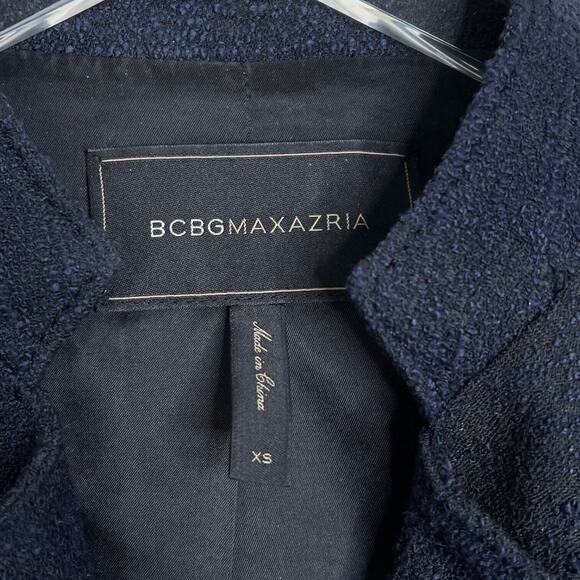 BCBGMAXAZRIA Darin Tweed Moto Military Style Jacket Coat Blue Black XS - Picture 7 of 9